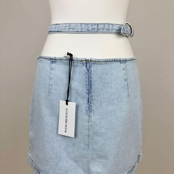 WeWoreWhat Cutout Denim Skirt Mini High Waist Blue Grunge Y2K Revolve S NWT - Picture 7 of 11